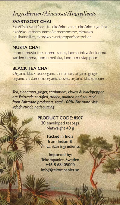 Chai, Svart te, Life by Follis Eko Fairtrade, 6 x20 påsar