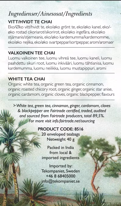 Chai, Vitt & grönt te, Life by Follis Eko Fairtrade, 6 x20 påsar