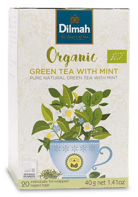 Mint, Grönt te, Dilmah Organic, 20 påsar
