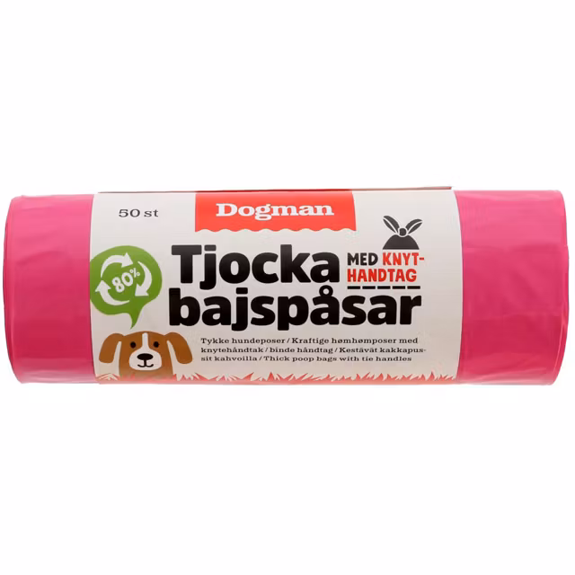 Dogman, bajspåsar m. knythandtag, 50-pack