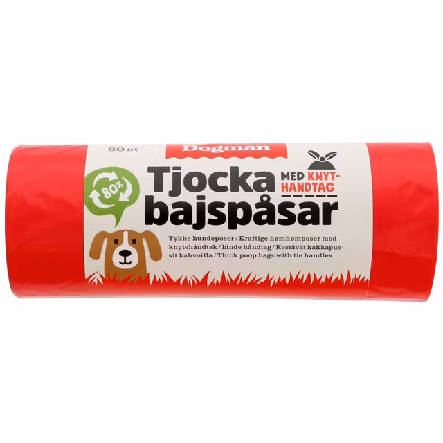 Dogman, bajspåsar m. knythandtag, 50-pack