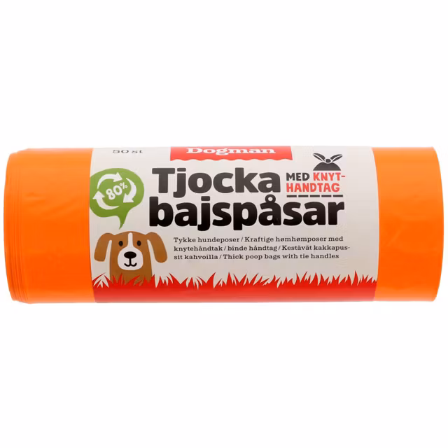 Dogman, bajspåsar m. knythandtag, 50-pack