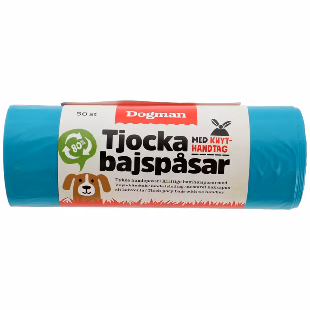Dogman, bajspåsar m. knythandtag, 50-pack