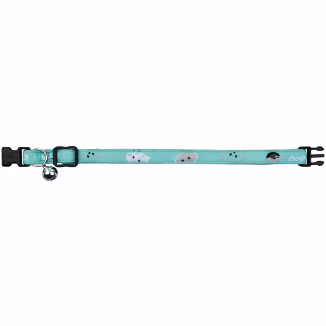 Trixie, katthalsband m. kattmotiv, one size, turkos