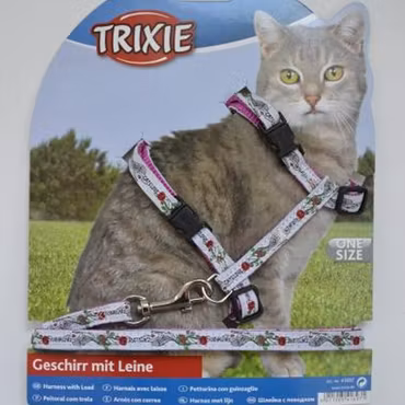 Trixie, kattsele m. koppel, 26-45cm
