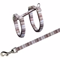 Trixie, kattsele m. koppel, randig, 26-45cm, beige