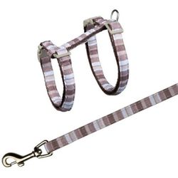 Trixie, kattsele m. koppel, randig, 26-45cm, beige