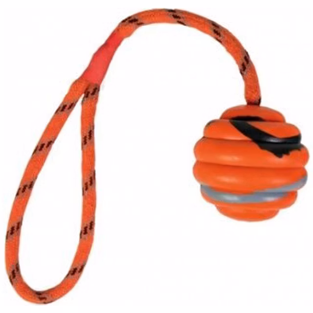 Trixie, Gummiboll på rep, vågig, orange/svart 6/30 cm