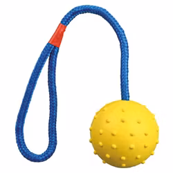 Trixie, Gummiboll, 7 cm med rep 30 cm