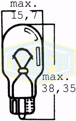 Glödlampa, W16W, W2,1x9,5d, 12 V