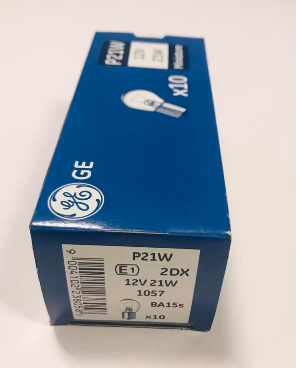 Glödlampa, 12V, 21W, BA15s, 10-pack, GE