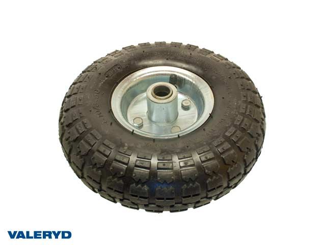 Reservhjul 260x85mm med stålfälg. Luftgummihjul; 4.10/3.50-4; 2 hjullager; 20/77mm;