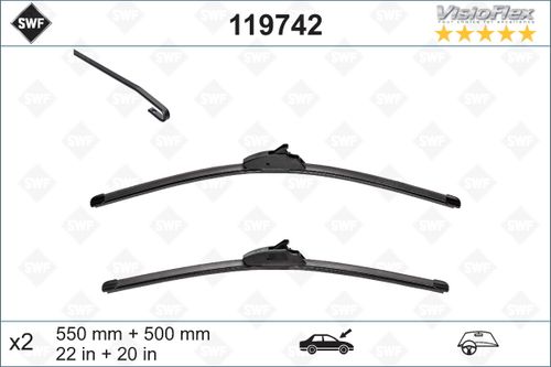 2pc SWF 742 Torkarblad fram 550 / 500