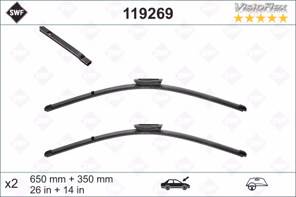 2pc SWF 269 Torkarblad fram 650 / 350