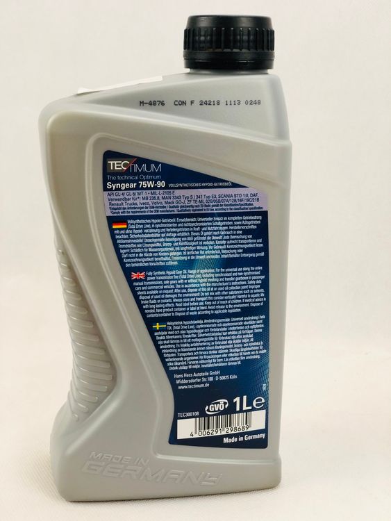 Automatväxellådsolja (ATF) TECTIMUM - TEC300108-TT, Syngear 75W-90