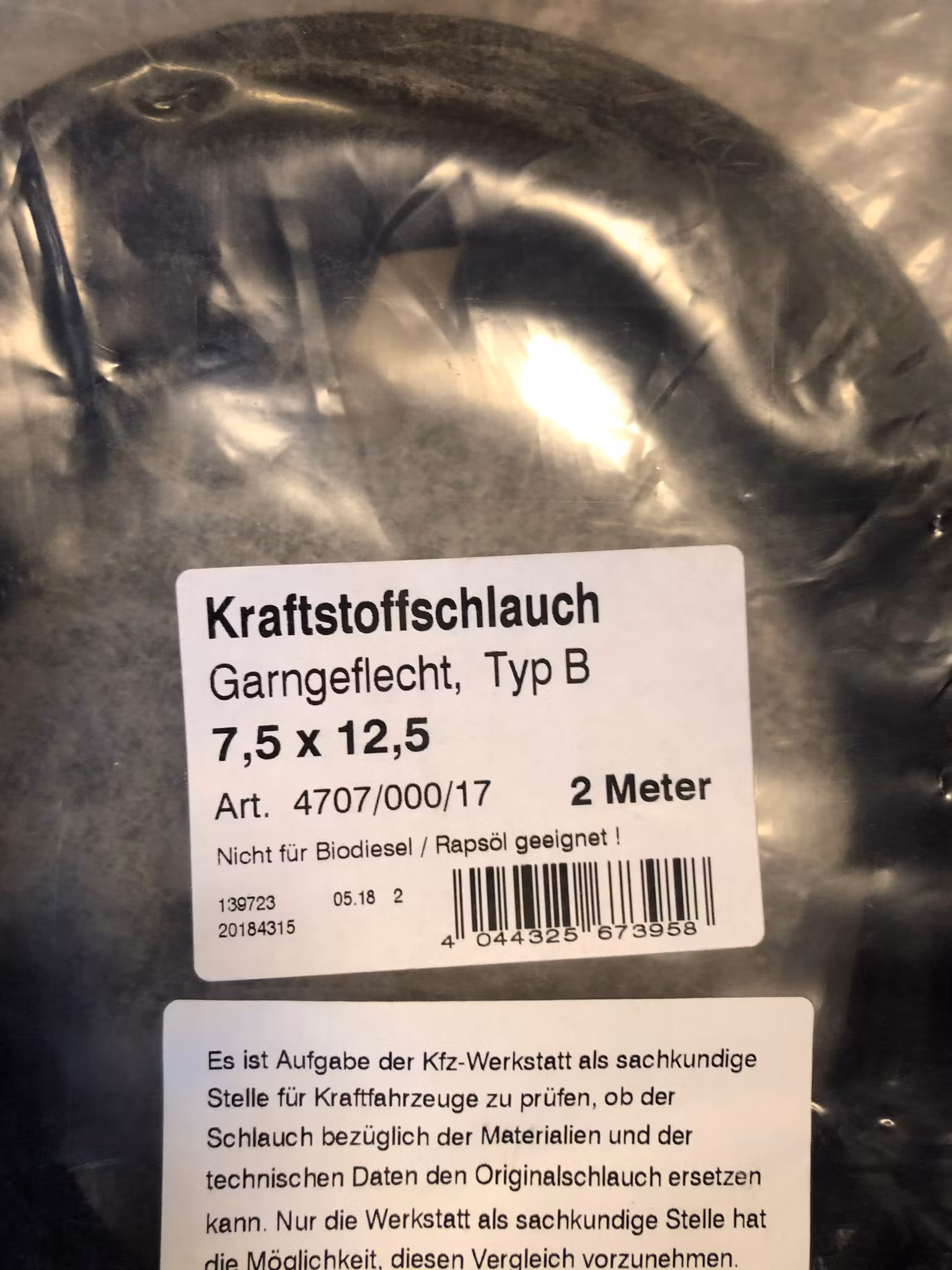 Bränsleslang 7,5x12,5