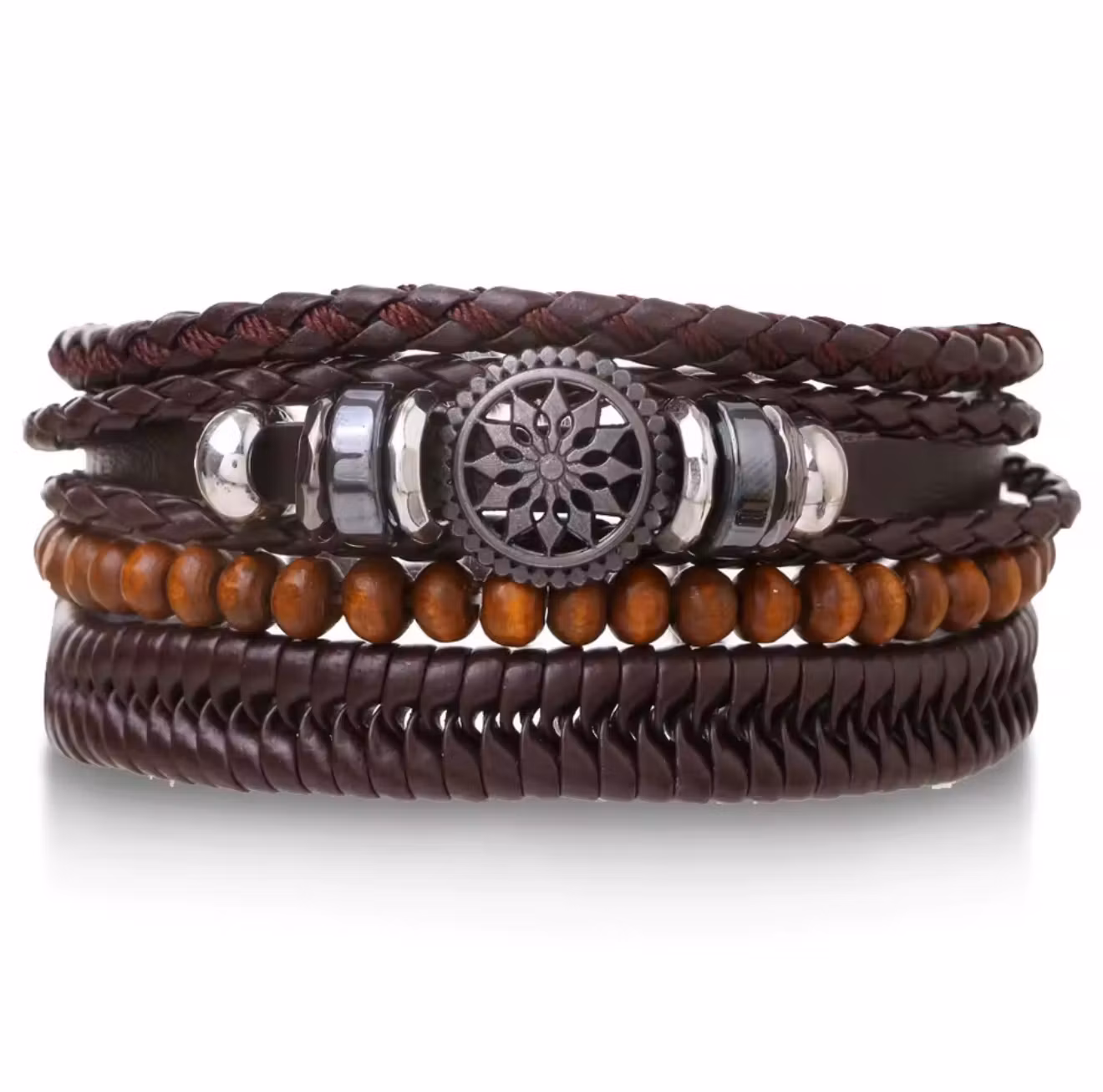 Flätade Läderarmband för Män 4st