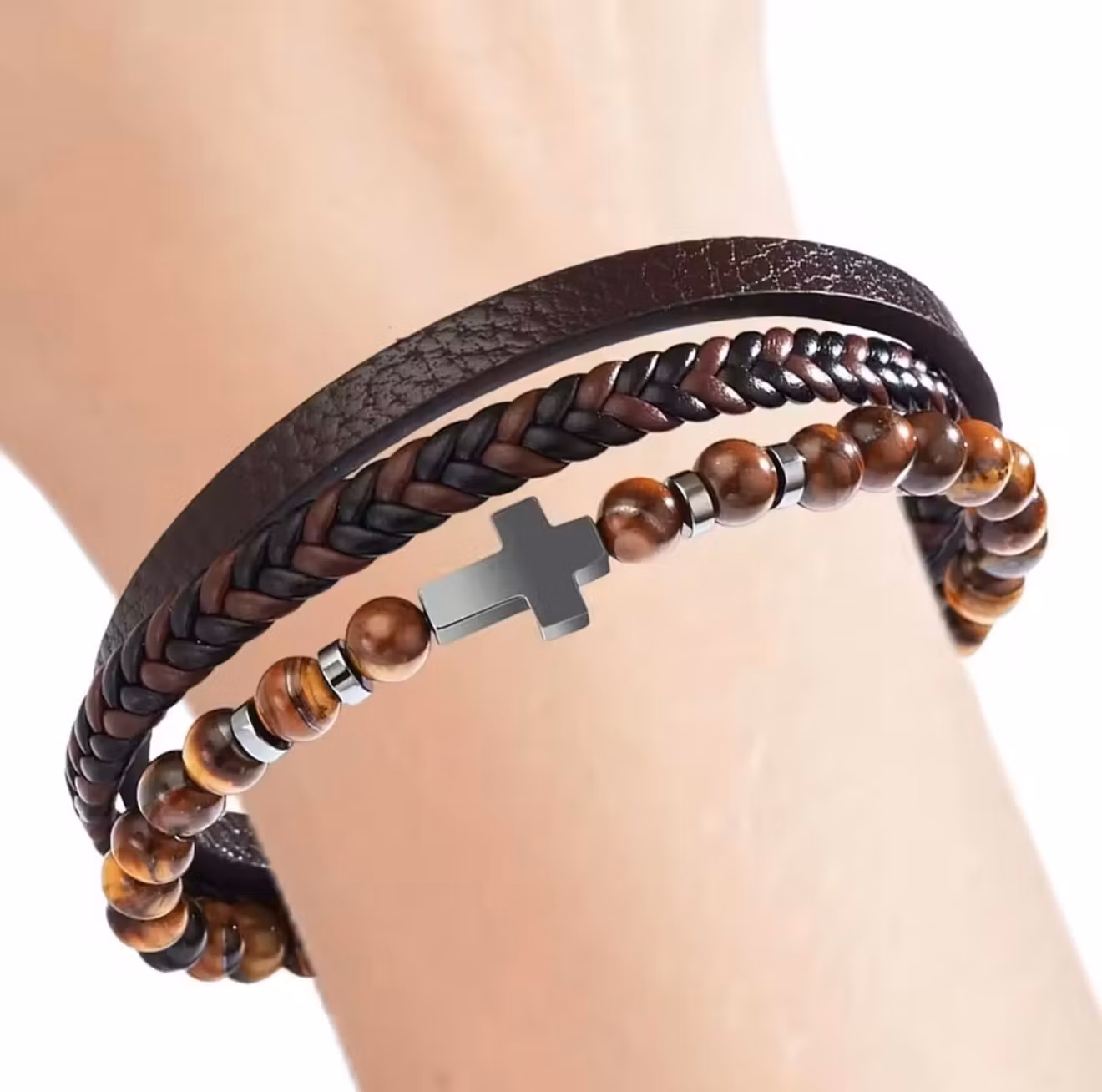Korsarmband Herr, Flertrådigt Vävt Armband, Manschettarmband Eller Födelsedagspresent till Honom
