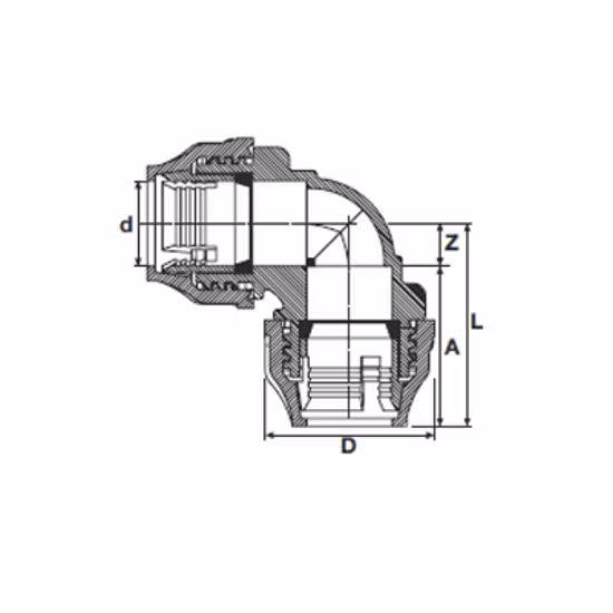 PEM Ø40 mm Vinkel 90º