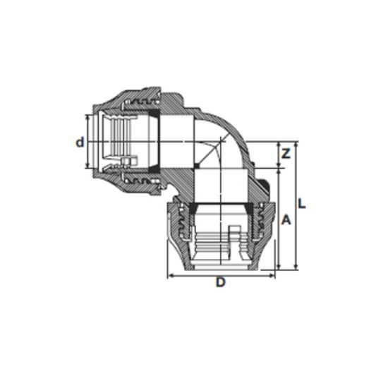 PEM Ø32 mm Vinkel 90º