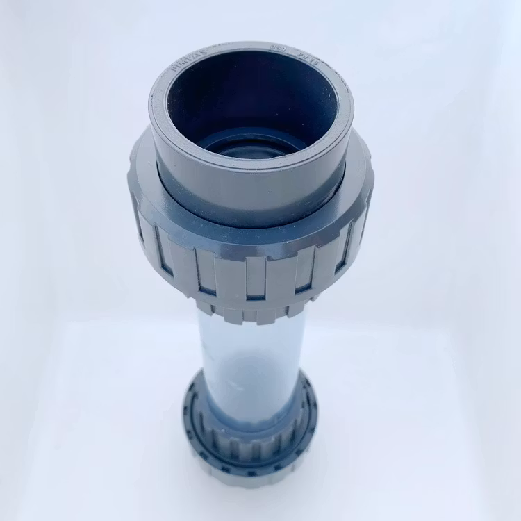 PVC-U Union Ø 50 mm med genomskinligt plaströr Siktglas för limning