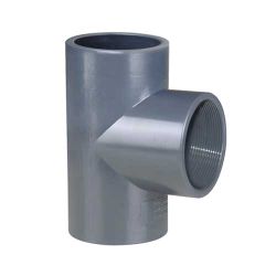 PVC-U Ø50 mm Grenrör T-koppling lim 90º med invändig 1½" (1,5 tum) gänga