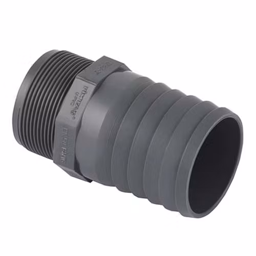 PVC-U Slangadapter Ø 50 mm ytterdiameter till R40 1,5 tum utvändig gänga