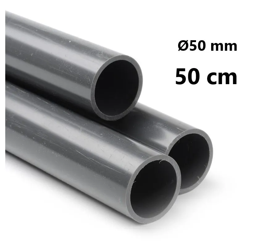 PVC-U Rör Ø50 mm - 1/2 meters (50 cm) längder - Pooldelar.nu