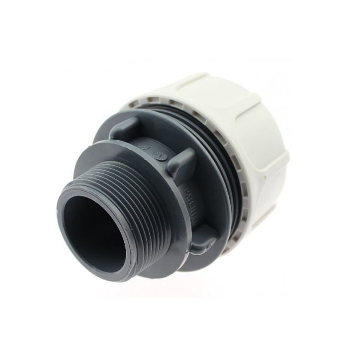 Klämringskoppling för PVC Flex Ø50 mm till R50 (2 tum) utvändig gänga (50mm x 2")