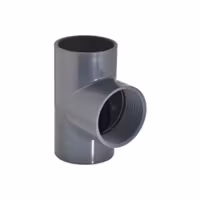PVC-U Grenrör T-koppling 1½" (1,5 tum) (R40) gänga på alla 3 sidor