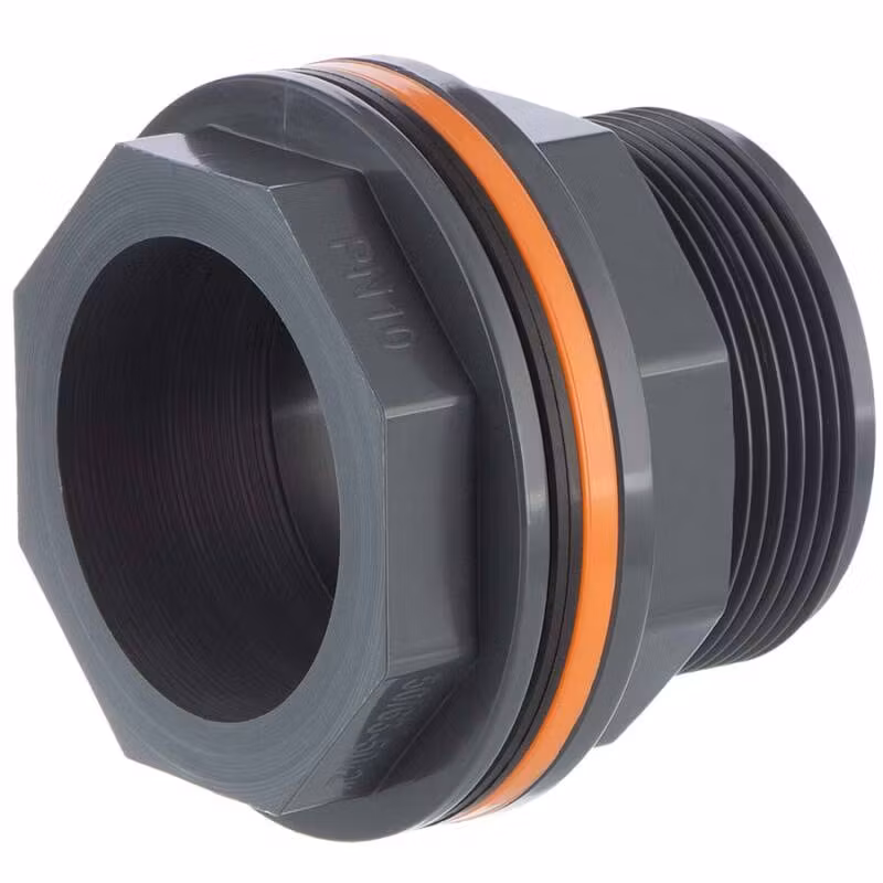 PVC-U Genomföring / tankanslutning med 50mm limmuff x 2" (2 tum / R50)