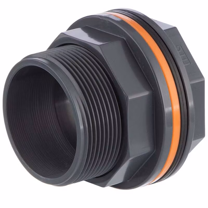 PVC-U Genomföring / tankanslutning med 50mm limmuff x 2" (2 tum / R50)