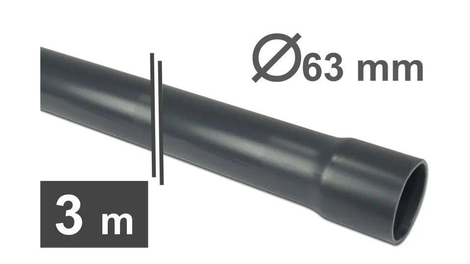 PVC-U Rör Ø63 mm - 3 meters längder med limmuff - för avhämtning ...