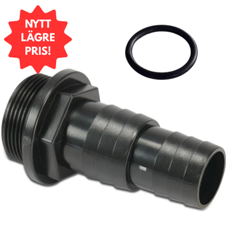 Slangadapter med O-ring, R40 (1,5 tum) utvändig gänga till Ø38/32 mm