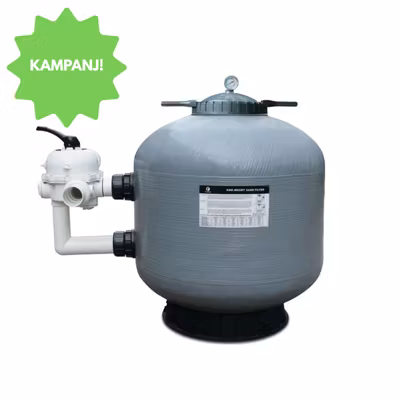 Flotide Sandfilter - Sidmonterad Ventil 40-120 m³- Glasfiberförstärkt, flera varianter