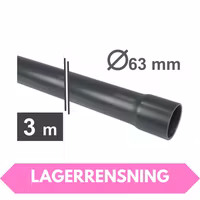 PVC-U Rör Ø63 mm - 3 meters längder med limmuff - för avhämtning