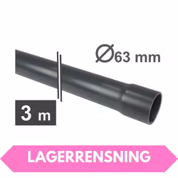 PVC-U Rör Ø63 mm - 3 meters längder med limmuff - för avhämtning