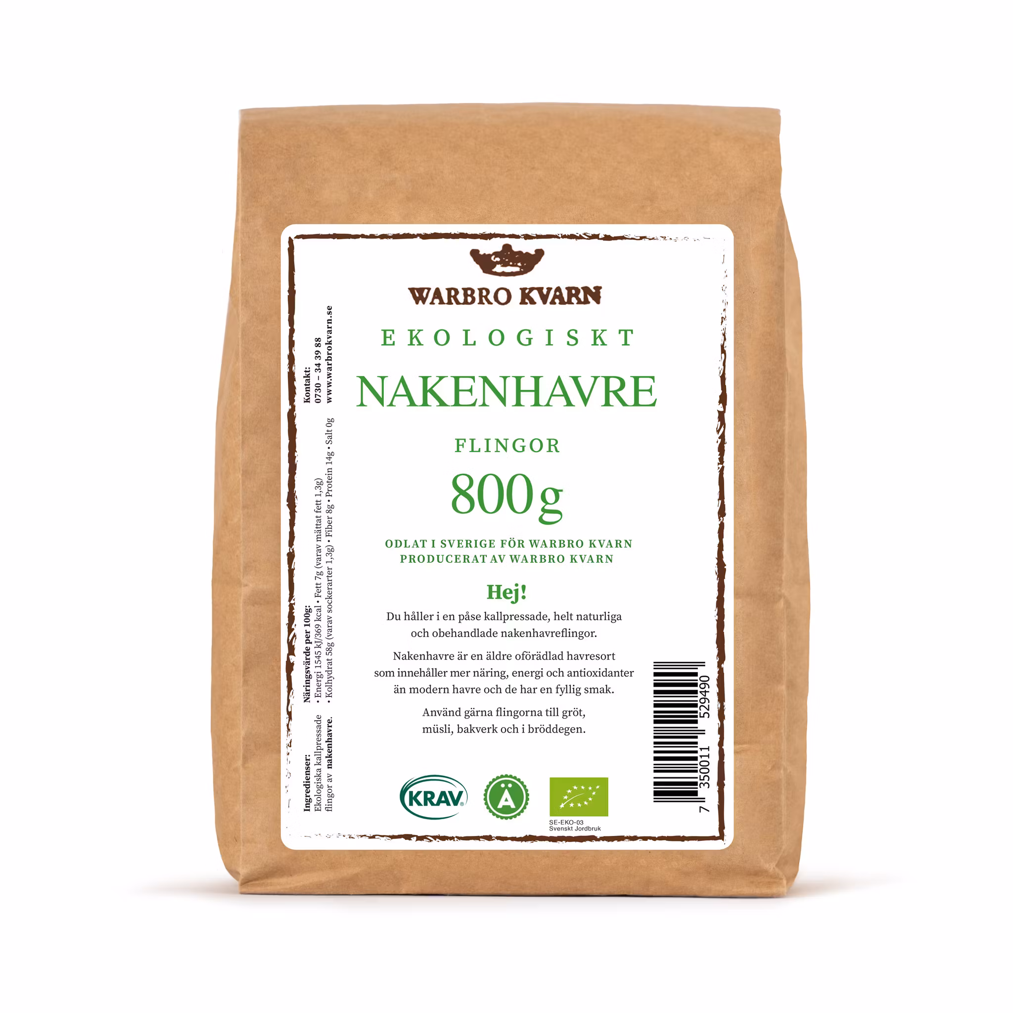 Nakenhavre-flingor 800 g KRAV