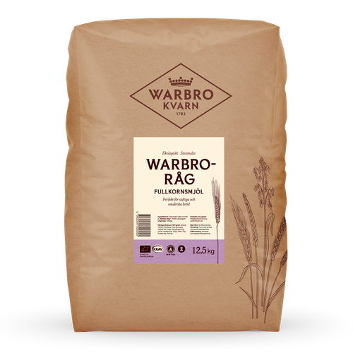 Stenmalet Warbro-Råg fullkorn 12,5 kg KRAV
