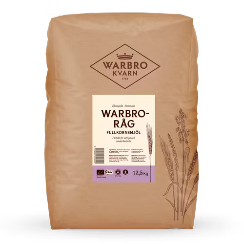 Stenmalet Warbro-Råg fullkorn 12,5 kg KRAV