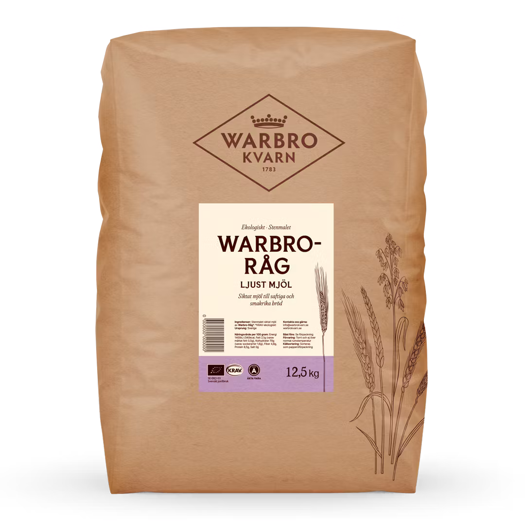 Stenmalet Warbro-Råg Ljust (oblandat) 12,5 kg KRAV
