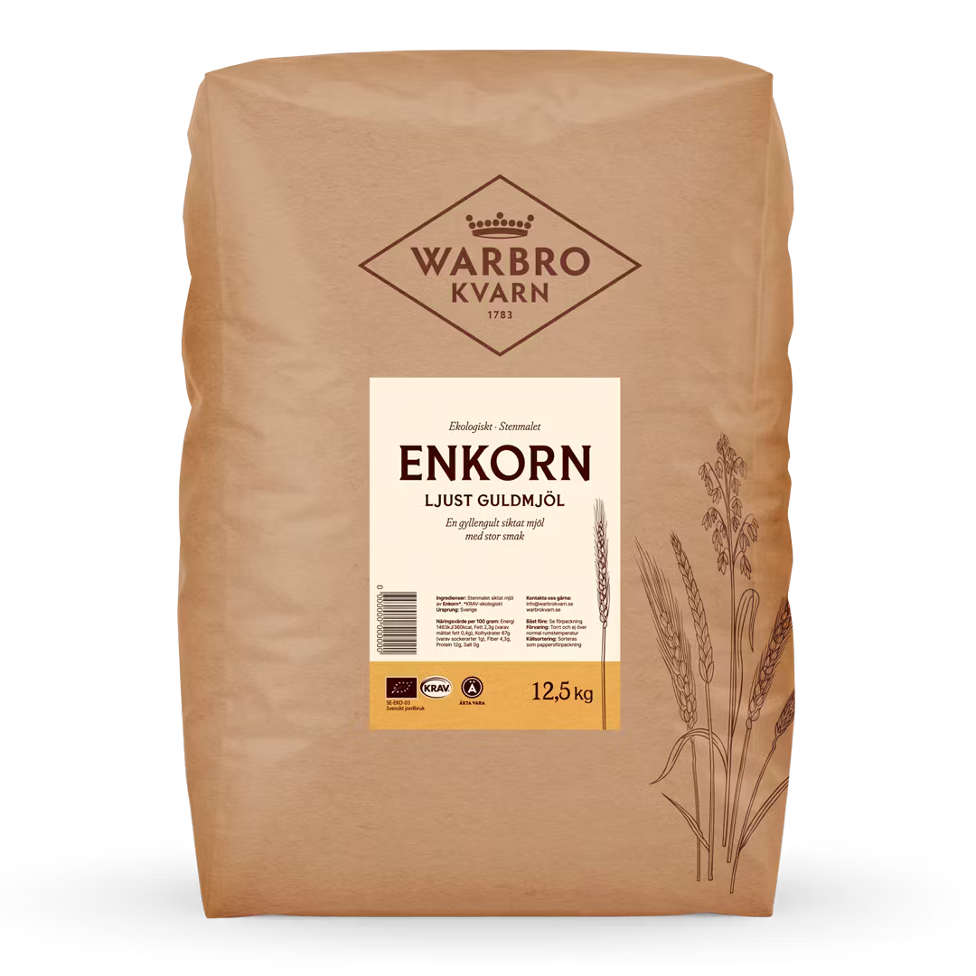Stenmalet Enkorn ljust Guldmjöl 12,5 kg KRAV