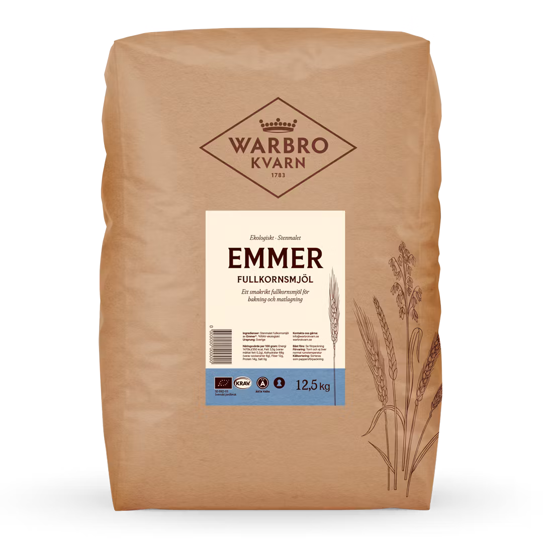 Stenmalet Emmer fullkornsmjöl 12,5 kg KRAV