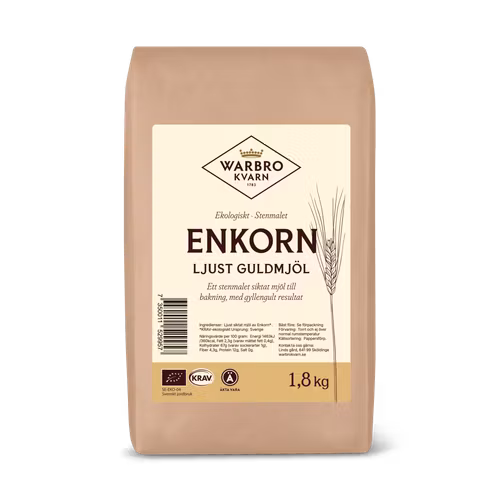 Stenmalet enkorn ljust guldmjöl 1,8 kg KRAV