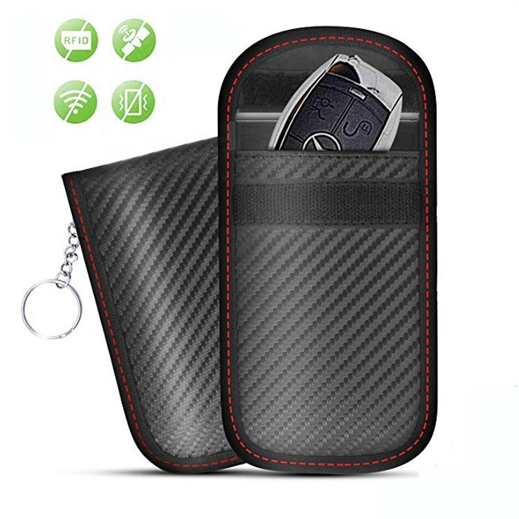Skyddsfodral keyless-nycklar kolfiberlook - Svart/Röd