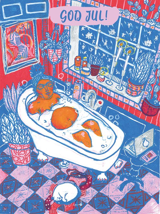 Julkort: God Jul Badet