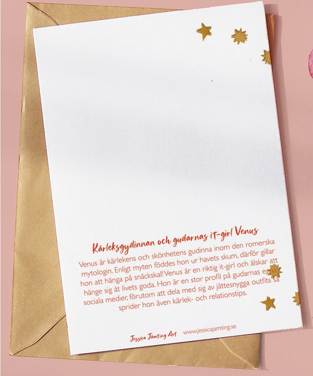 Fyra dubbelvikta konstkort - Kärleksgudar