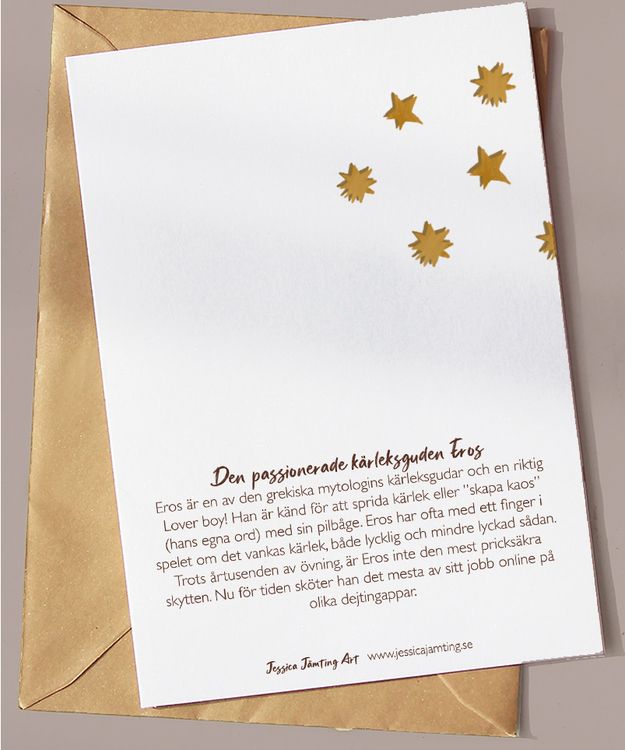 Fyra dubbelvikta konstkort - Kärleksgudar