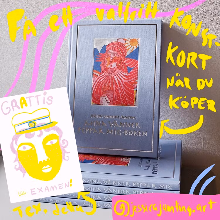 Studentpresent: Mina vänner peppar mig–boken + Examenskort med din hälsning