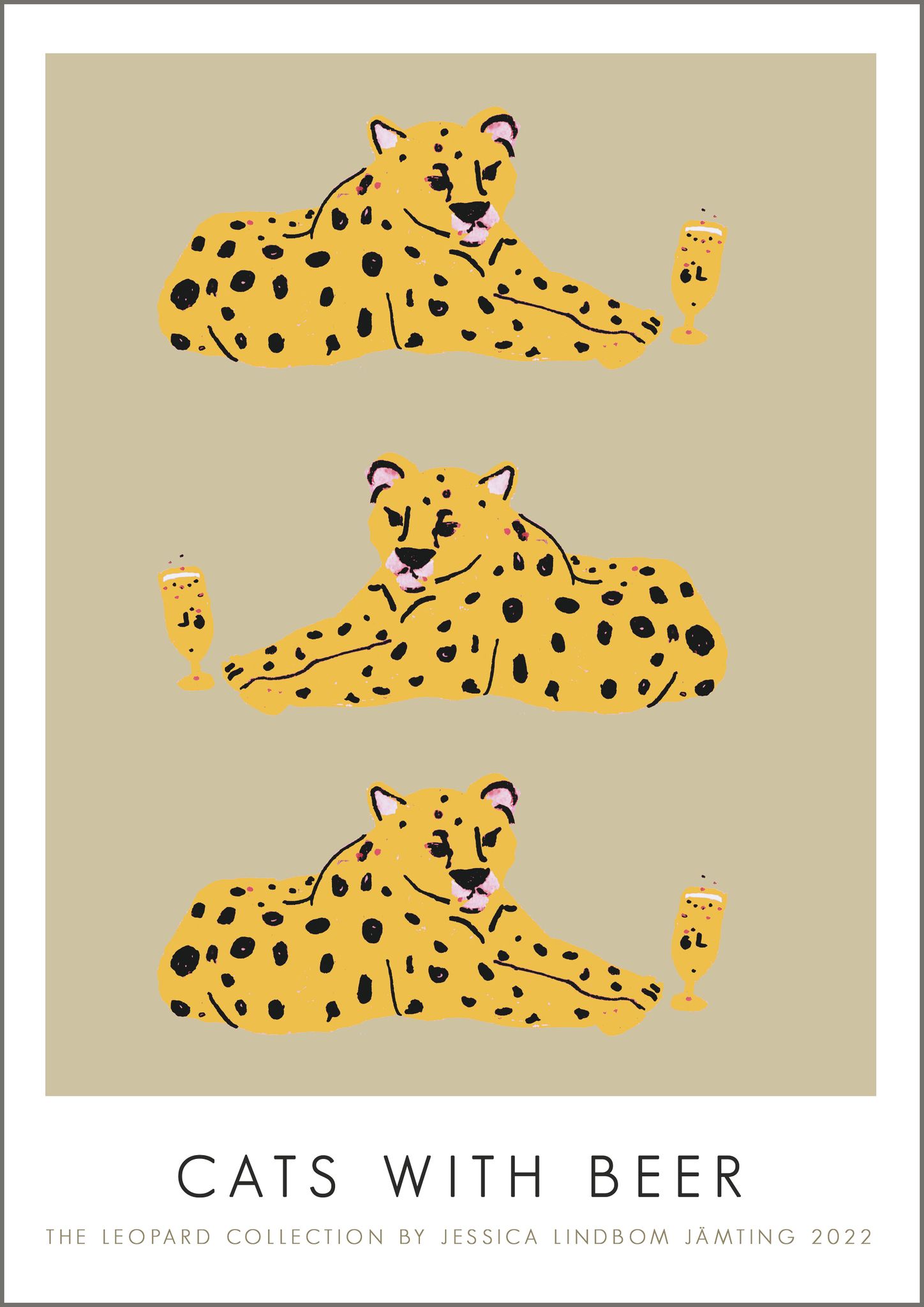 Cats with Beer - Poster av Jessica Jämting